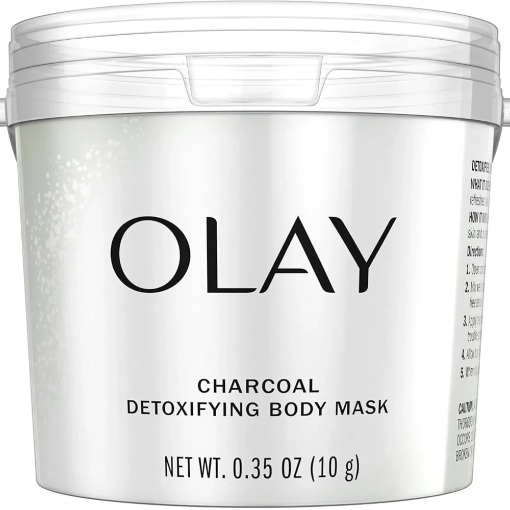 NEW .35oz Sealed OLAY Charcoal Detoxifying Body Mask - White with Clear Lid